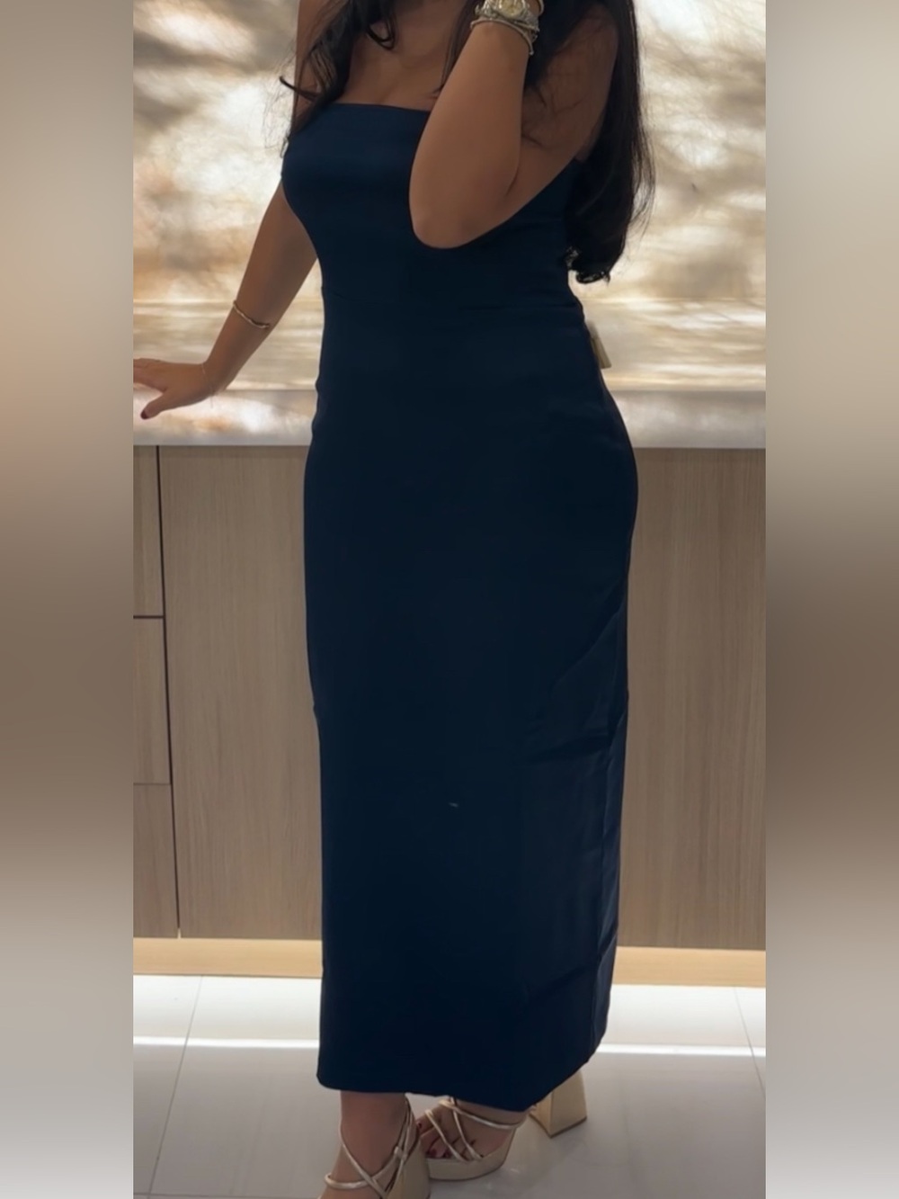 Abercrombie & Fitch Strapless Navy Maxi Dress